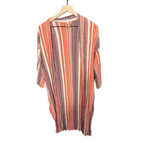P.J. Salvage Multi-Color Striped Lightweight Kimono Cardigan Duster US L/XL 100% - Picture 3 of 7